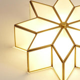 Colonial Polygonal Star Gold Glass Flush Mount Light Image - 10