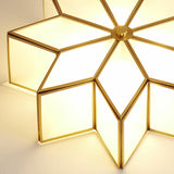 Colonial Polygonal Star Gold Glass Flush Mount Light Image - 11