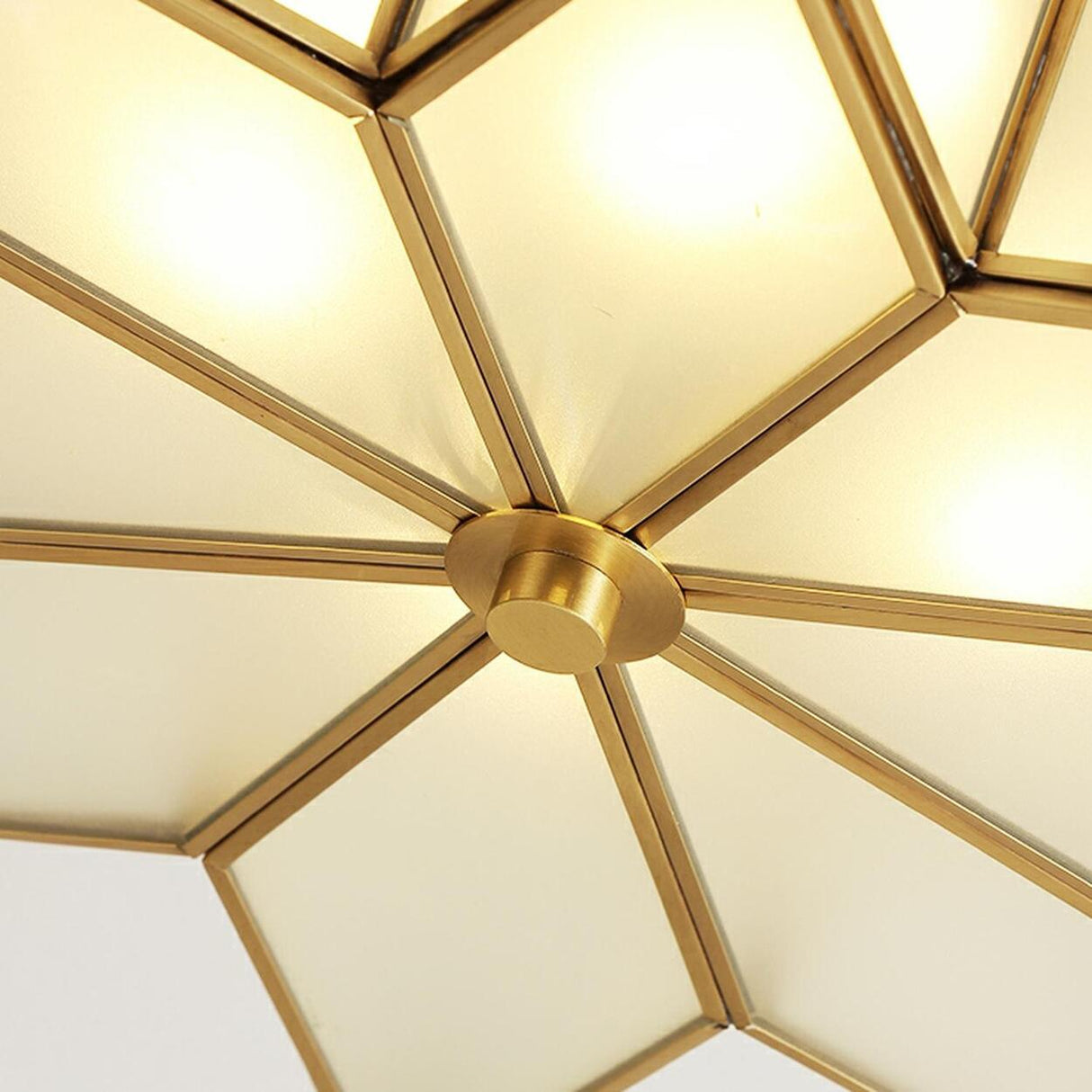 Colonial Polygonal Star Gold Glass Flush Mount Light Image - 12