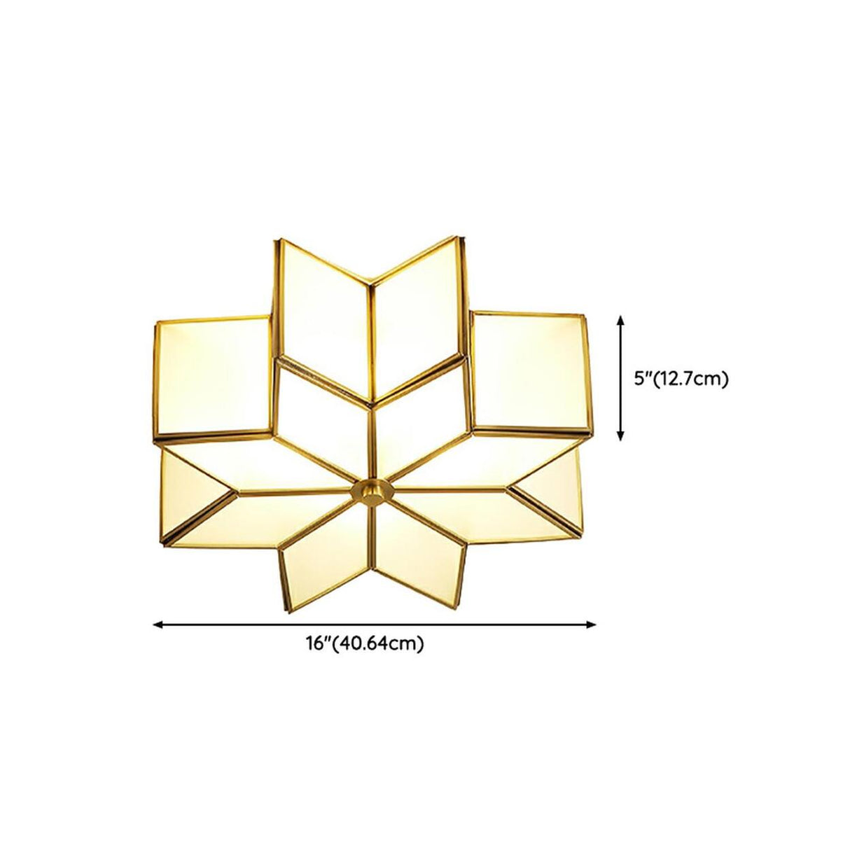 Colonial Polygonal Star Gold Glass Flush Mount Light 