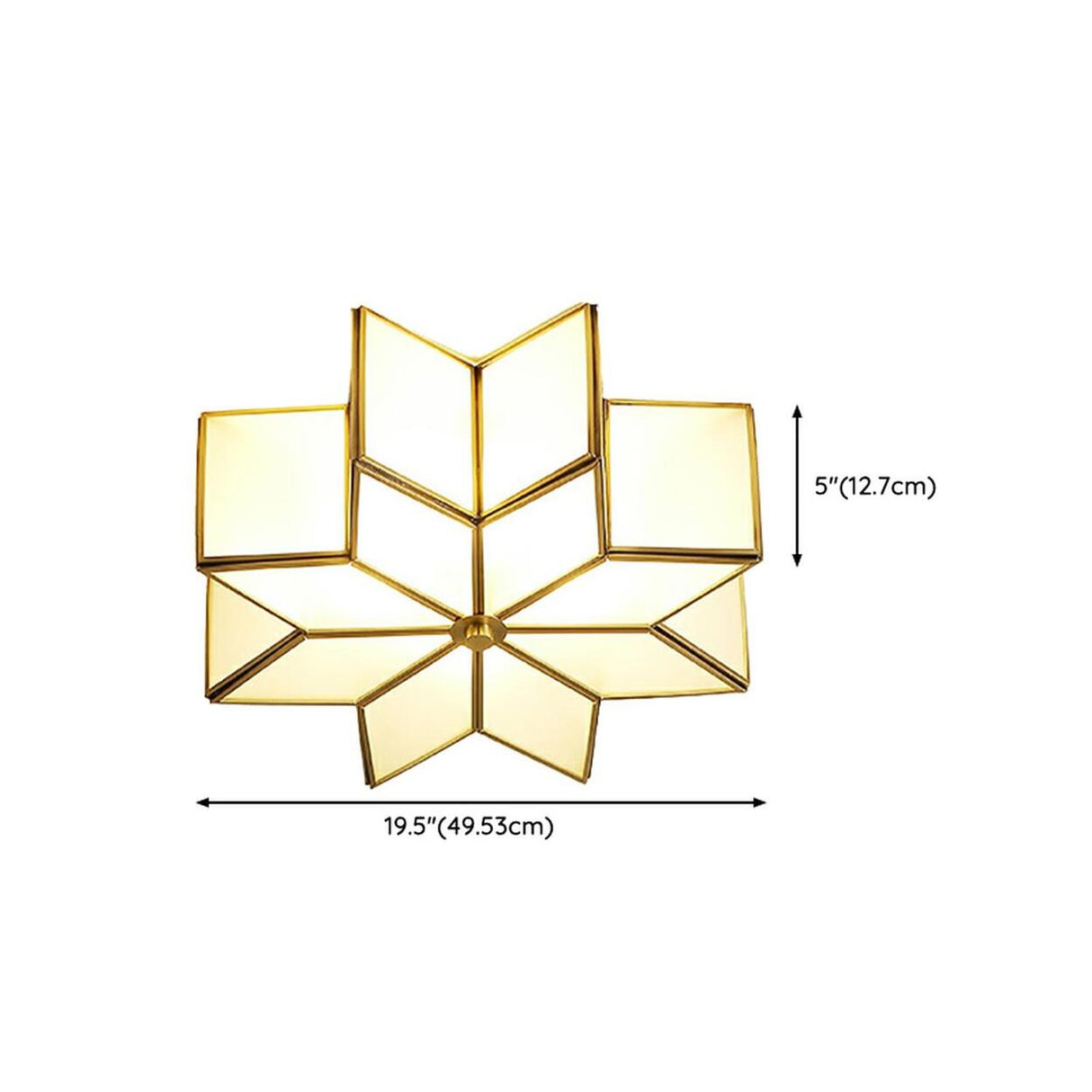 Colonial Polygonal Star Gold Glass Flush Mount Light Image - 15