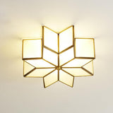 Colonial Polygonal Star Gold Glass Flush Mount Light Image - 2