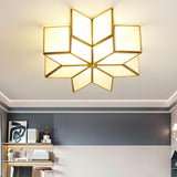 Colonial Polygonal Star Gold Glass Flush Mount Light Image - 4