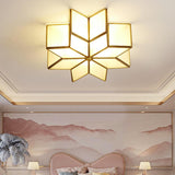 Colonial Polygonal Star Gold Glass Flush Mount Light Image - 5