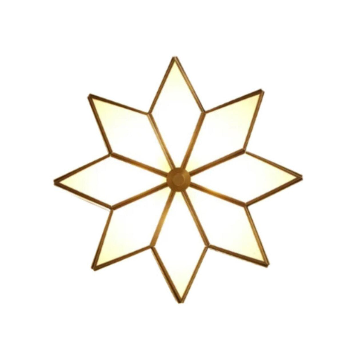 Colonial Polygonal Star Gold Glass Flush Mount Light Image - 7