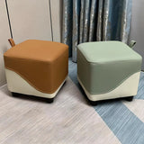 Colorblock Cube Faux Leather Small Ottoman Footrest Image - 1