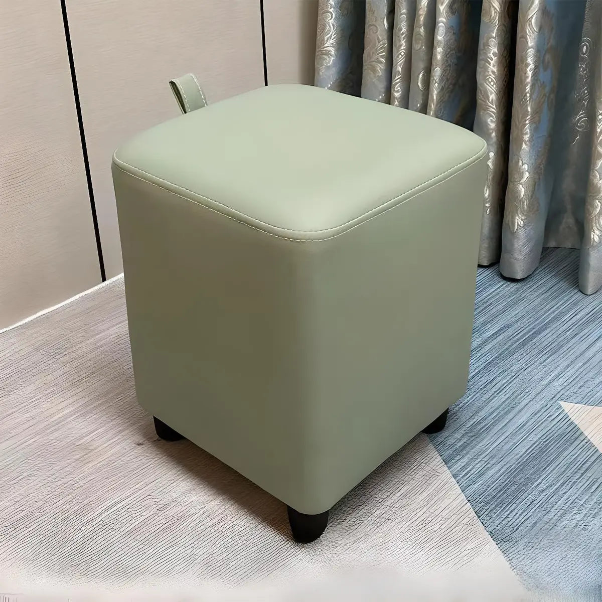 Colorblock Cube Faux Leather Small Ottoman Footrest Image - 14