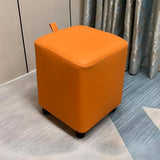 Colorblock Cube Faux Leather Small Ottoman Footrest Image - 17