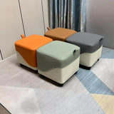 Colorblock Cube Faux Leather Small Ottoman Footrest Image - 3