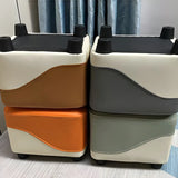 Colorblock Cube Faux Leather Small Ottoman Footrest Image - 7