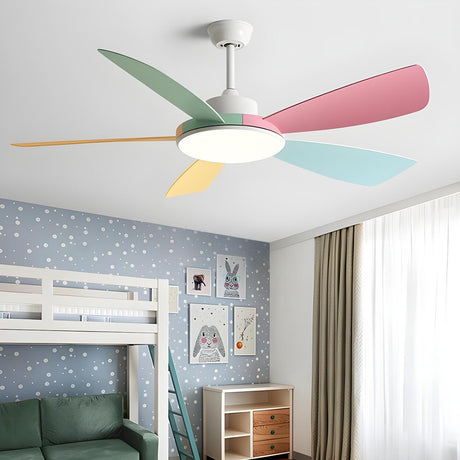 Colorful 5 Blade Ceiling Fan with Integrated LED Light Image - 1