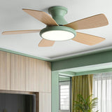 Colorful 5 Blade Wooden Standard Ceiling Fan with Light Image - 12