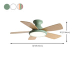 Colorful 5 Blade Wooden Standard Ceiling Fan with Light #size