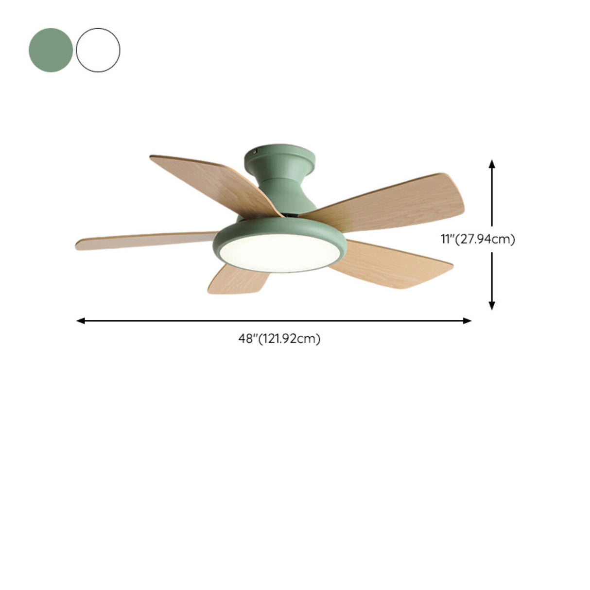 Colorful 5 Blade Wooden Standard Ceiling Fan with Light Image - 15