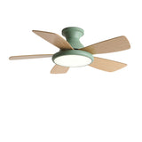 Colorful 5 Blade Wooden Standard Ceiling Fan with Light Image - 5