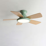 Colorful 5 Blade Wooden Standard Ceiling Fan with Light Image - 6