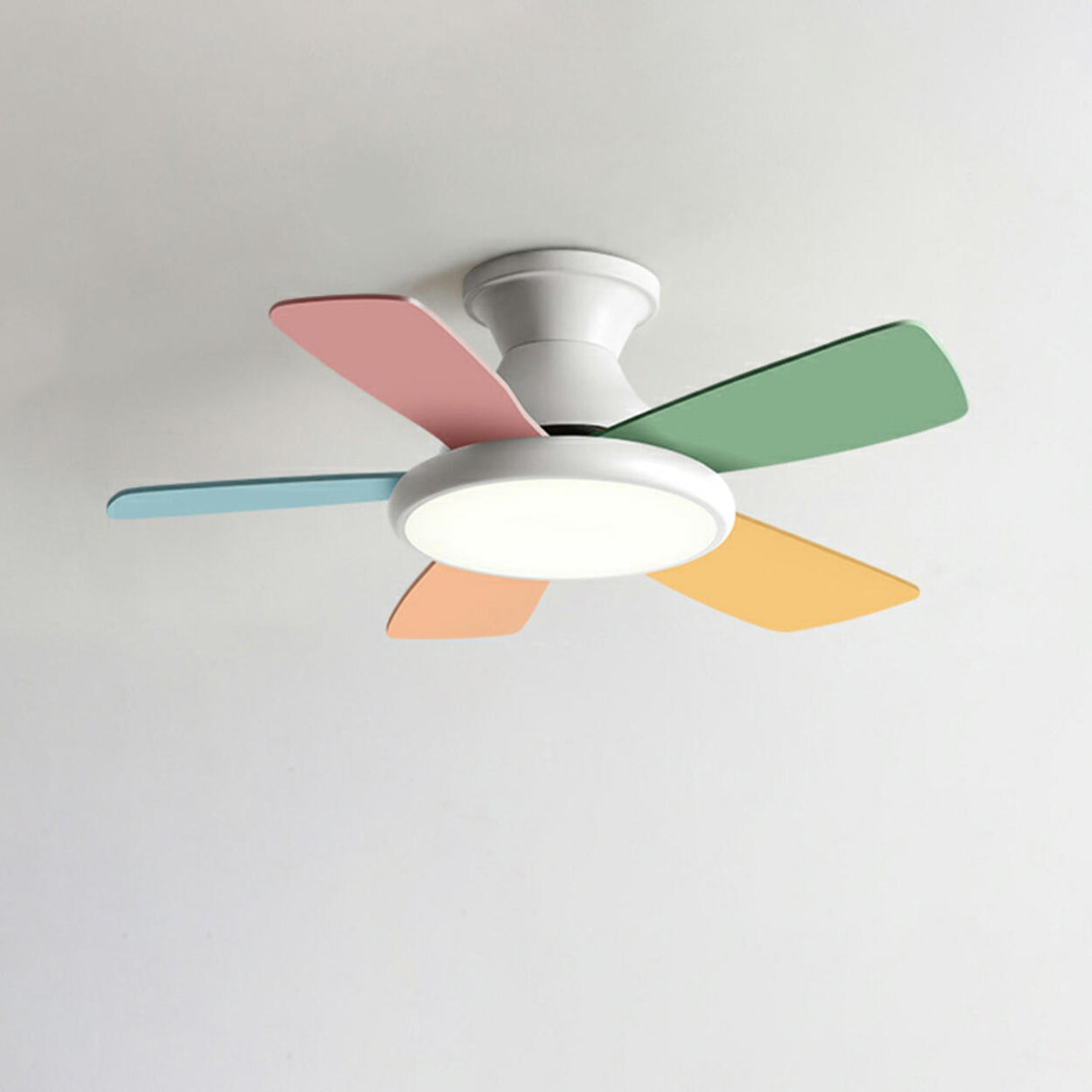 Colorful 5 Blade Wooden Standard Ceiling Fan with Light Image - 8