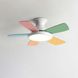 Colorful 5 Blade Wooden Standard Ceiling Fan with Light Image - 8