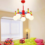 Colorful 5-Light Kids Room Globe Glass Chandelier  Image - 1