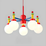 Colorful 5-Light Kids Room Globe Glass Chandelier  Image - 10