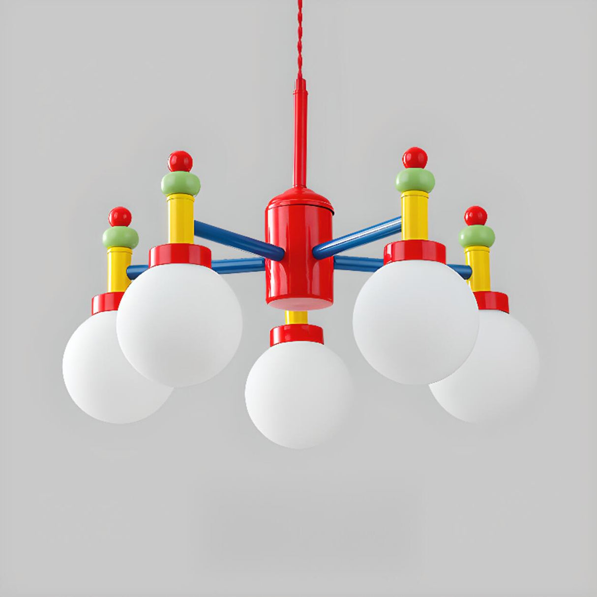 Colorful 5-Light Kids Room Globe Glass Chandelier  Image - 11