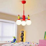 Colorful 5-Light Kids Room Globe Glass Chandelier  Image - 3