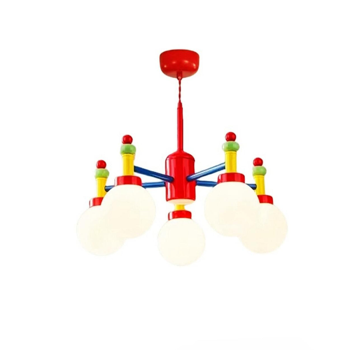 Colorful 5-Light Kids Room Globe Glass Chandelier  Image - 5