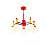 Colorful 5-Light Kids Room Globe Glass Chandelier  Image - 5