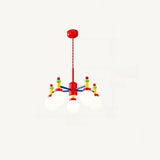 Colorful 5-Light Kids Room Globe Glass Chandelier  Image - 6