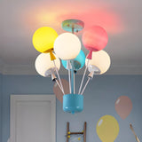 Colorful Balloon Glass Semi-Flush Mount Light 6-Light Image - 3