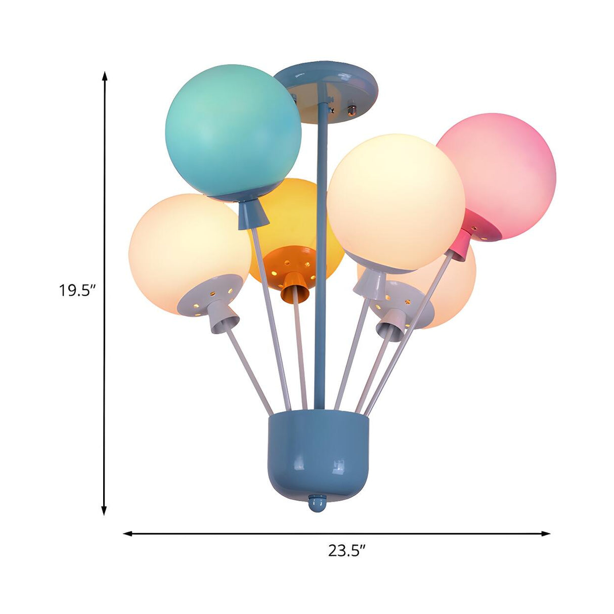 Colorful Balloon Glass Semi-Flush Mount Light 6-Light Image - 5