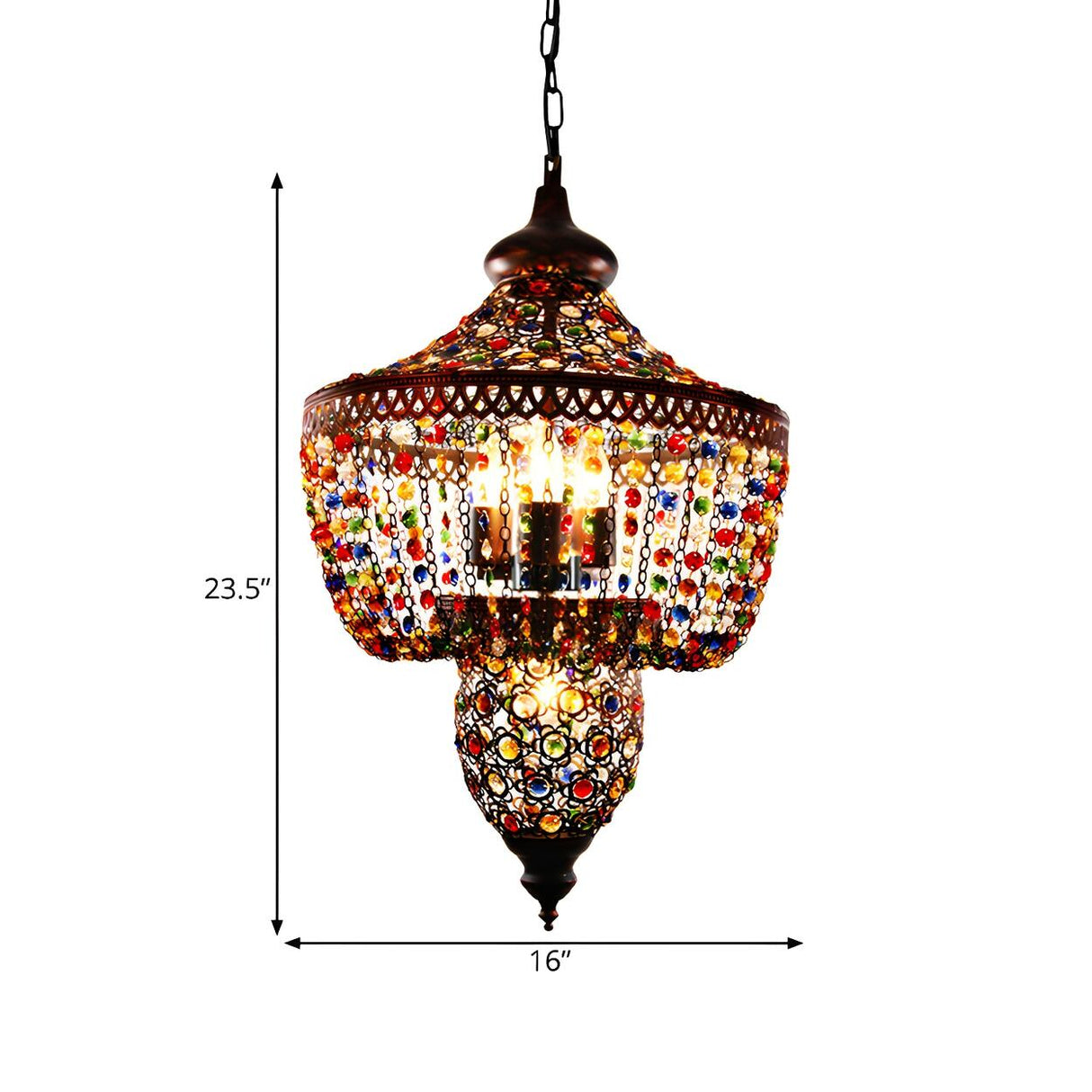 Colorful Beaded Moroccan Lantern Dining Room Chandelier 