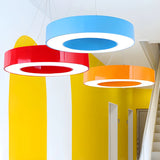 Colorful Circular Pendant Light for Playroom Kids Room Image - 4