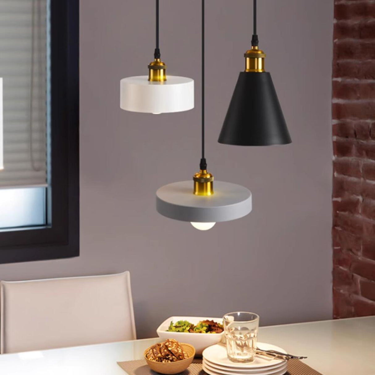 Colorful Cone Pendant Light Set Modern Metal Design Image - 3