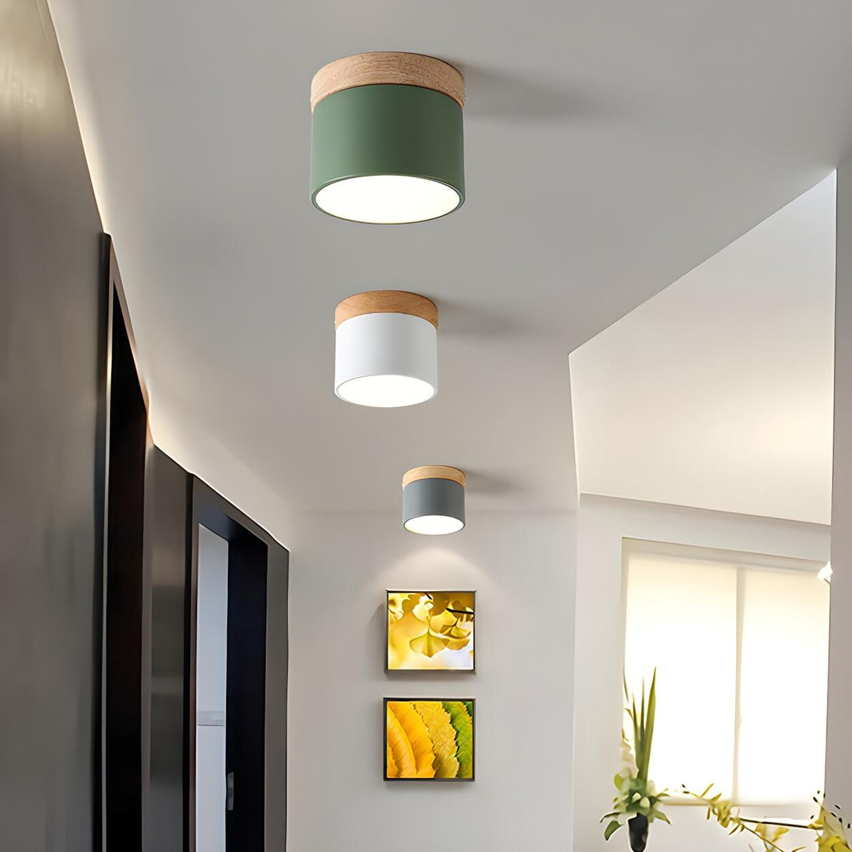 Colorful Cylinder Dimmable LED Flush Mount Ceiling Lamp Image - 5