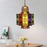 Colorful Dining Room Lantern Stained Glass Chandelier Image - 2