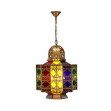 Colorful Dining Room Lantern Stained Glass Chandelier Image - 3