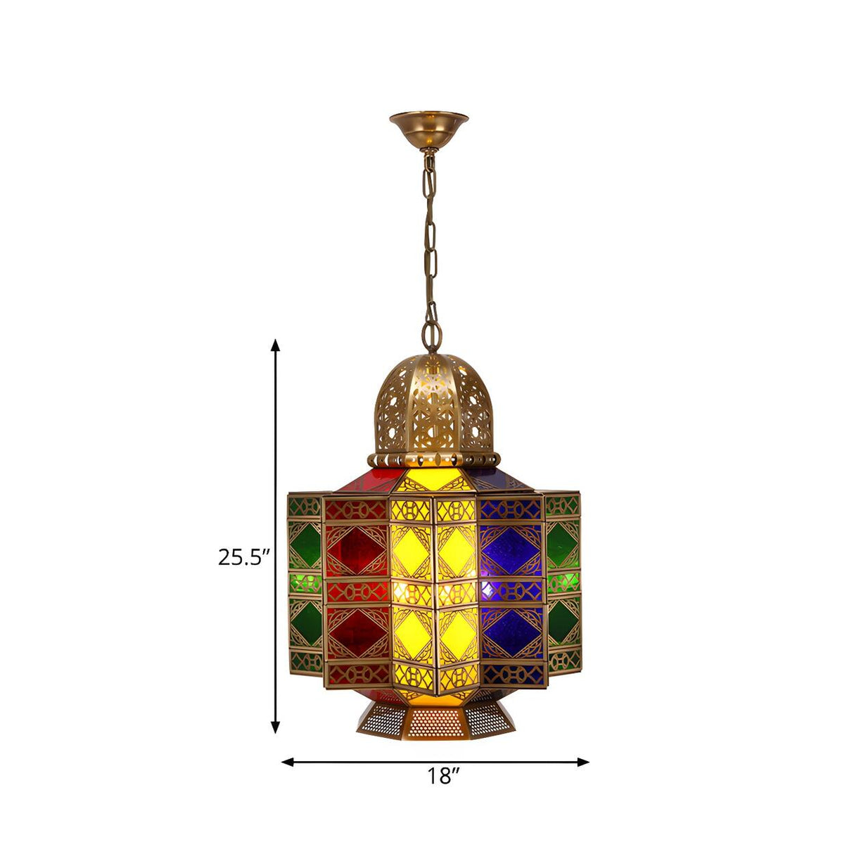 Colorful Dining Room Lantern Stained Glass Chandelier Image - 5