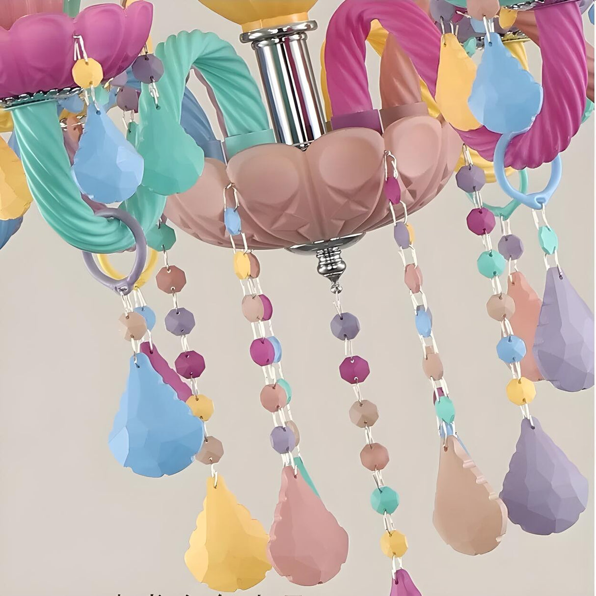 Colorful Glass Candle Pendant Chandelier Kids' Room Image - 3