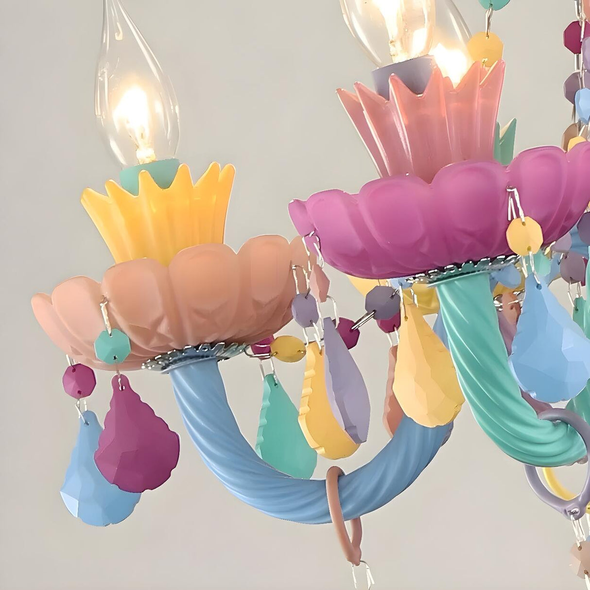 Colorful Glass Candle Pendant Chandelier Kids' Room Image - 4