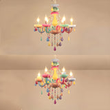 Colorful Glass Candle Pendant Chandelier Kids' Room Image - 5