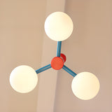 Colorful Kids Room 5 Lights White Glass Globe Chandelier Image - 11