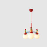 Colorful Kids Room 5 Lights White Glass Globe Chandelier Image - 13