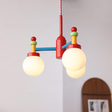 Colorful Kids Room 5 Lights White Glass Globe Chandelier Image - 2