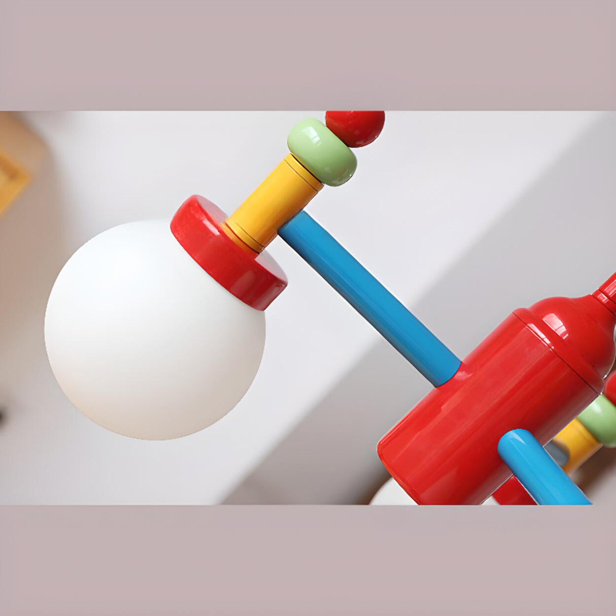 Colorful Kids Room 5 Lights White Glass Globe Chandelier Image - 9