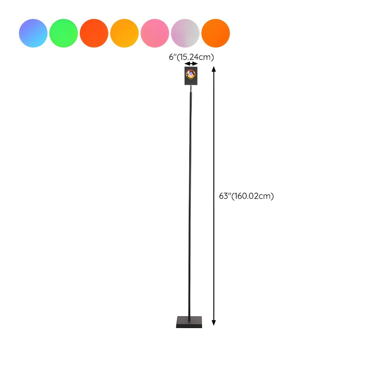 Colorful LED Black Rectangular Modern Floor Light 