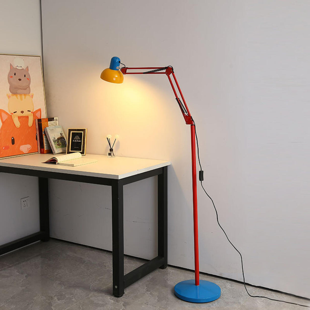 Colorful Modern Adjustable Dome Swing Arm Floor Lamp Image - 1