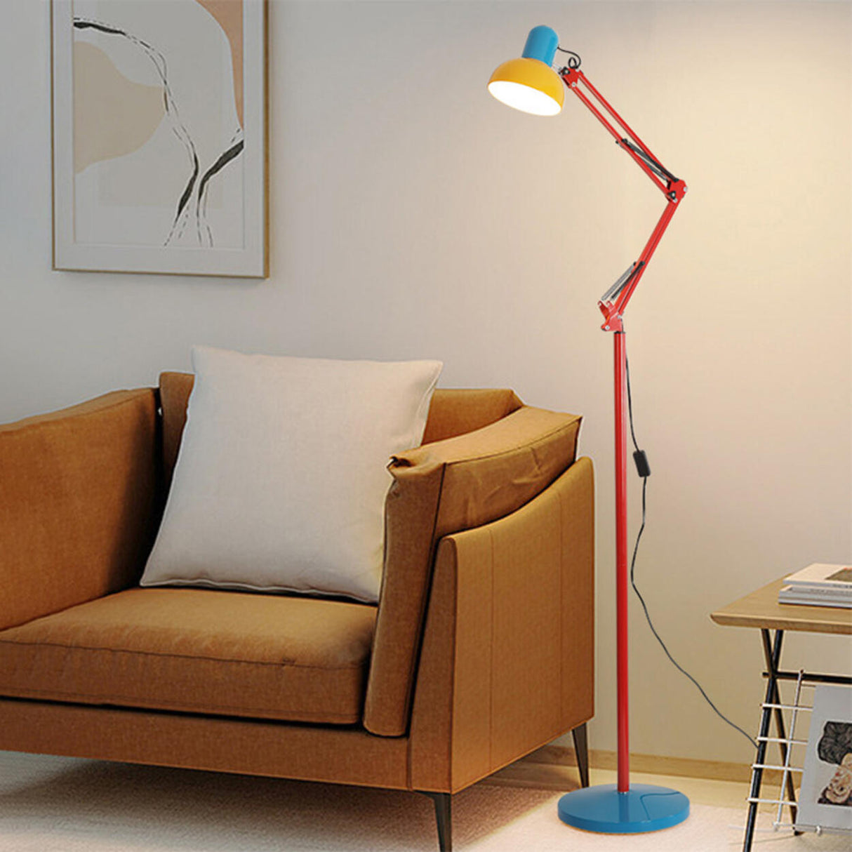 Colorful Modern Adjustable Dome Swing Arm Floor Lamp Image - 4