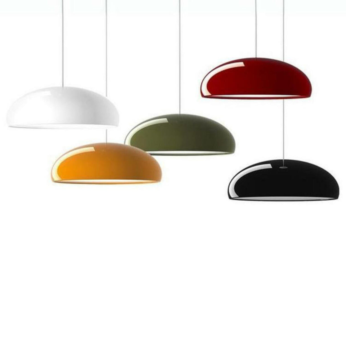 Colorful Modern Aluminum Dome Dining Room Pendant Light Set Image - 1