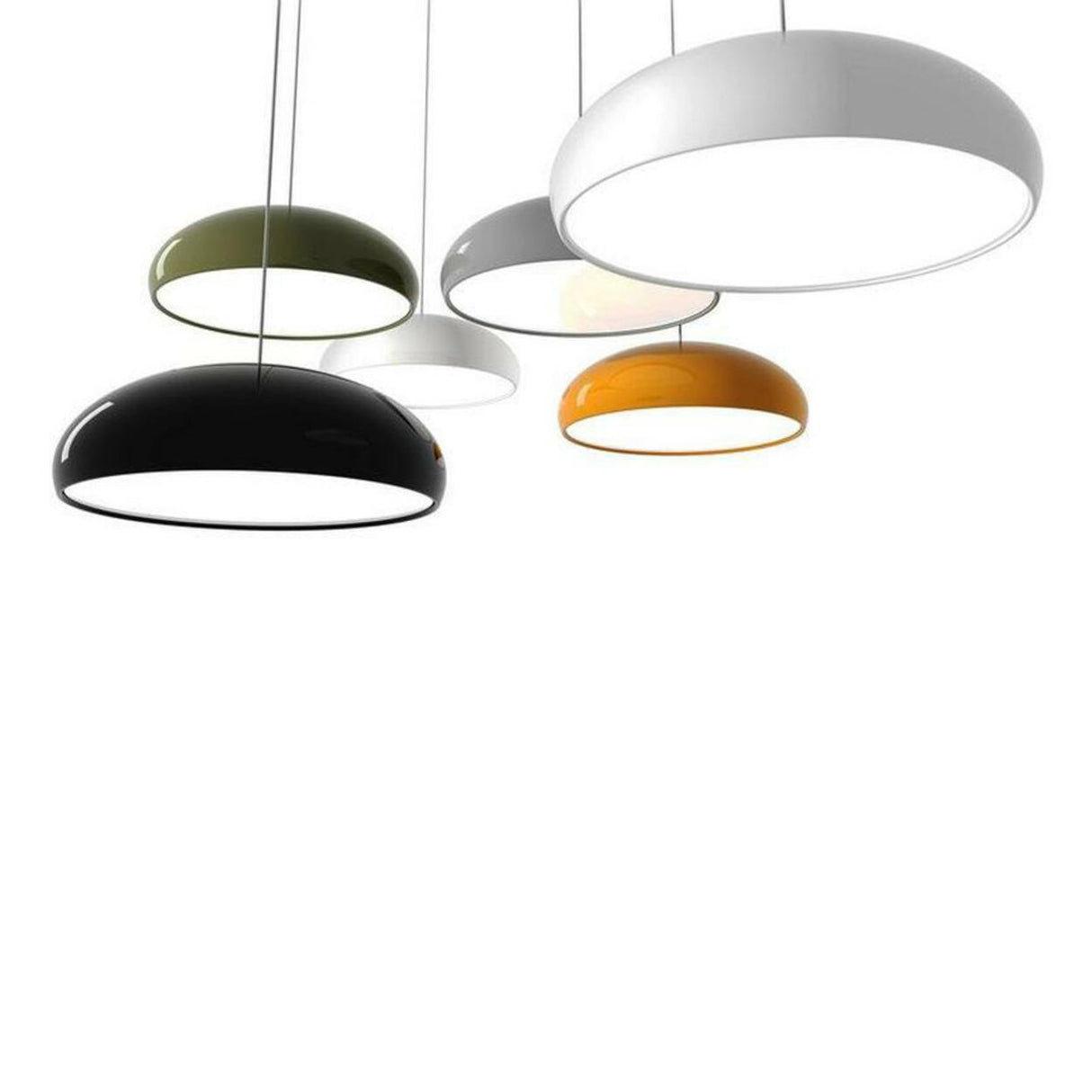 Colorful Modern Aluminum Dome Dining Room Pendant Light Set Image - 9